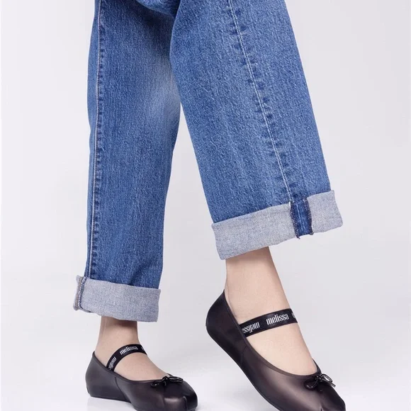 Melissa Women's Gray Ballet Flats with Bow - Picture 6 of 6